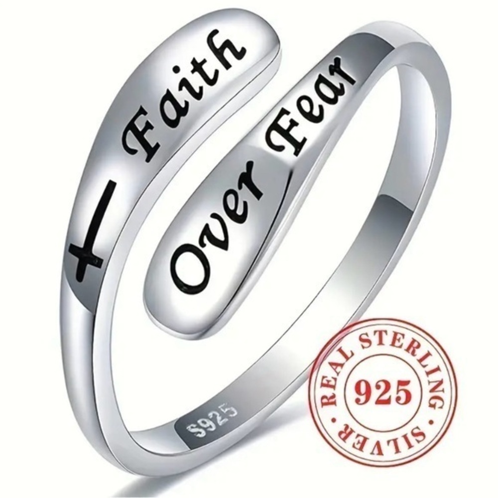 Sterling Silver 925 Faith Over Fear Ring